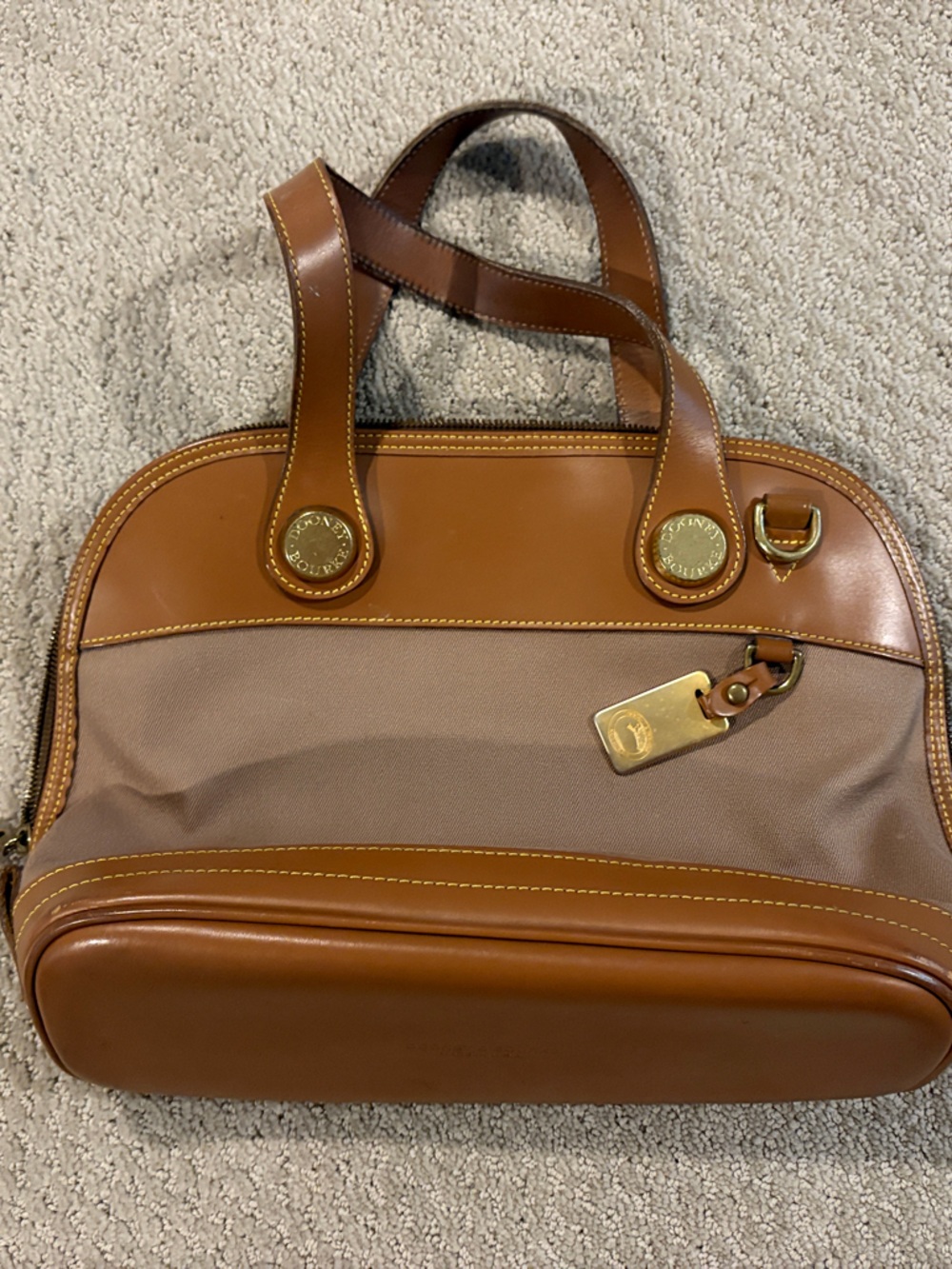 Dooney & Bourke Tan and Beige Leather Satchel